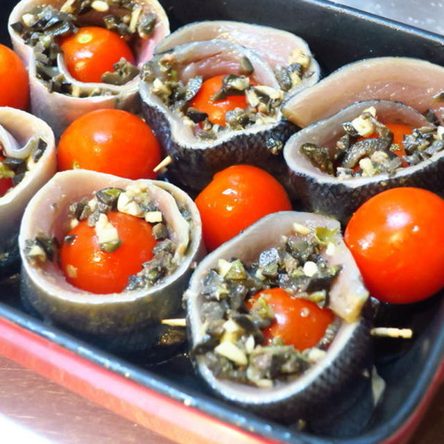 サンマのオーブン焼き タプナードとプチトマトを巻いて By ジミヘンさん レシピブログ 料理ブログのレシピ満載