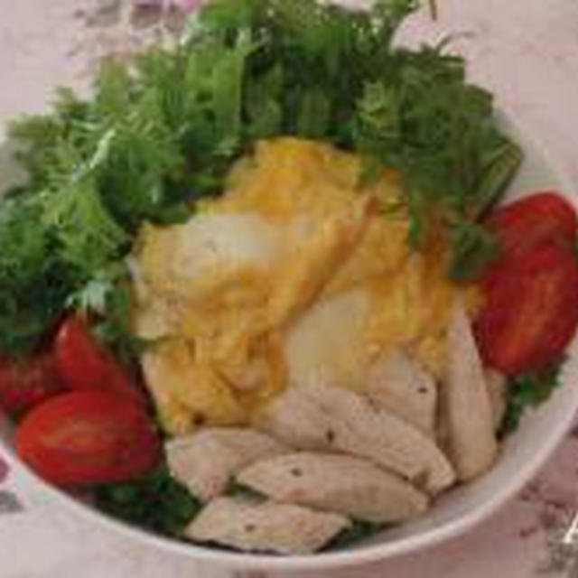 ☆わさび菜＆鶏ささみのレモン風味サラダ☆