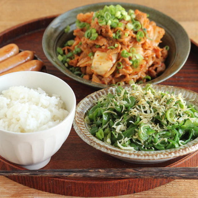 牛キムチ炒めとしらすピーマンの日