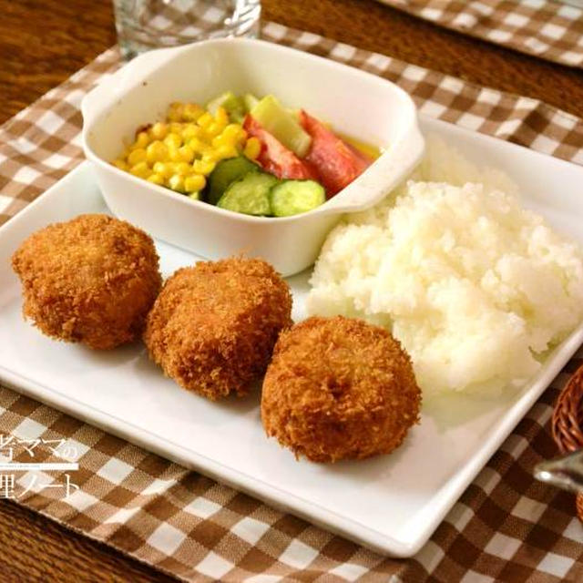 たっぷりクリームチーズの豚肉巻きフライで晩ごはん