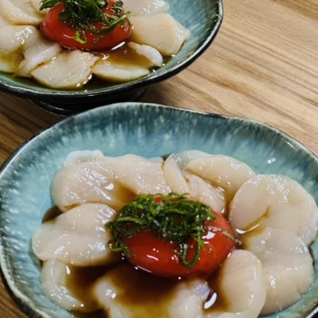 ホタテと黄身の醤油漬け
