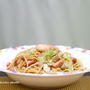 「ホタテの旨みたっぷり和風なパスタ」＆「春菊のやまかけ」