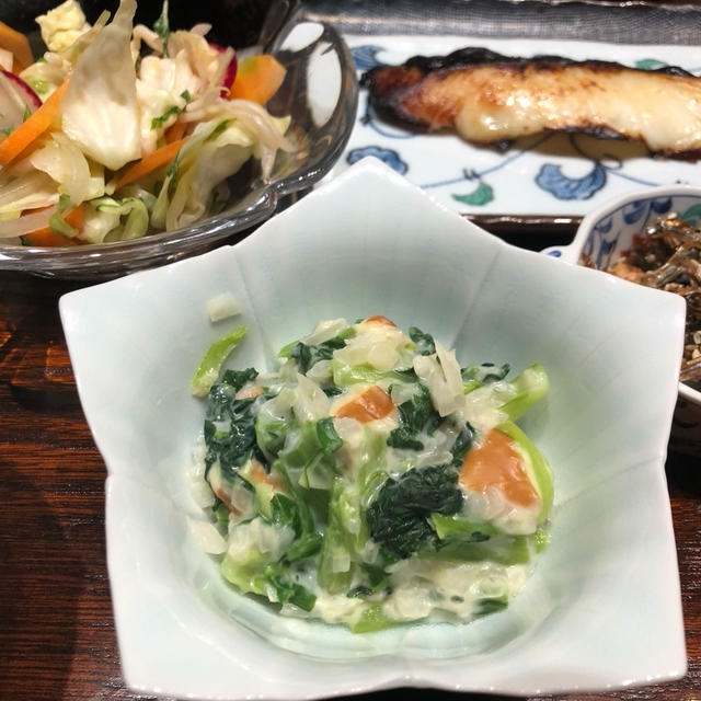青菜のホワイトソース
