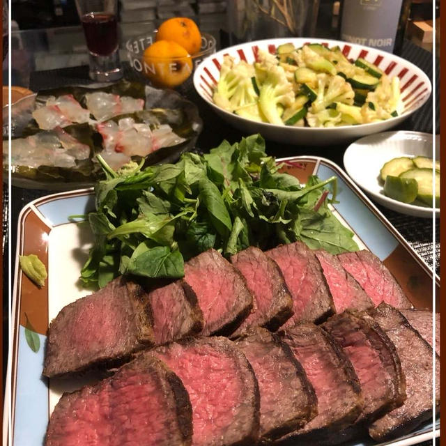 ローストビーフと鯛の昆布締め