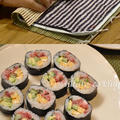 巻き寿司の練習法、タオルハンカチを使う！
