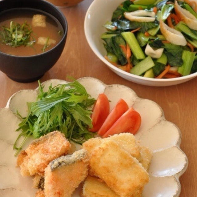 ”パリッと！カリッと！鮭と豆腐のミックスカツ定食【1週間節約献立】”