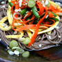 Cold Soba Noodles with Eggs and Crunchy Vegetablesぱりぱり野菜をたっぷりのせた冷そば
