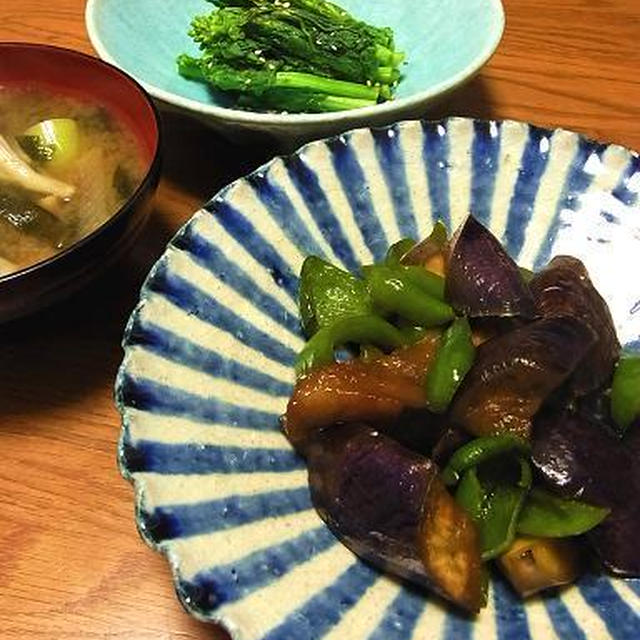 ホッとする味♪なすとピーマンの甘辛炒め