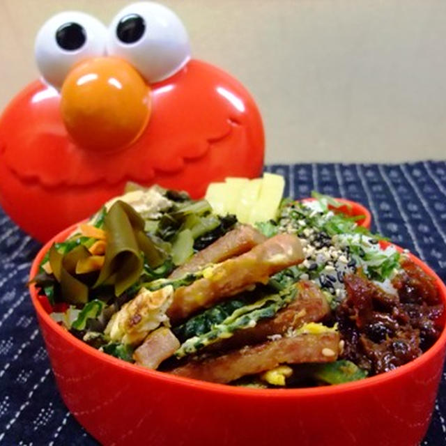 スパム入りゴーヤーチャンプルーお弁当。
