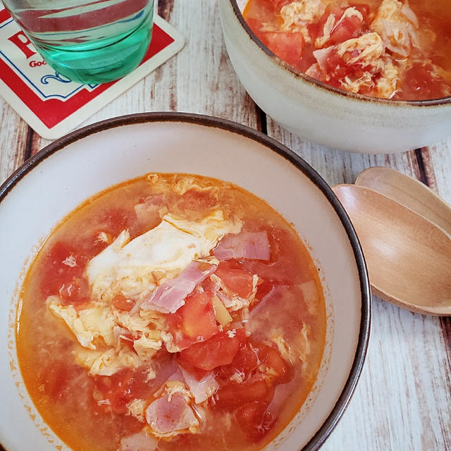 ～冷え性改善～【トマトとベーコンのふわたま生姜スープ】#スープ #簡単レシピ #冷え性