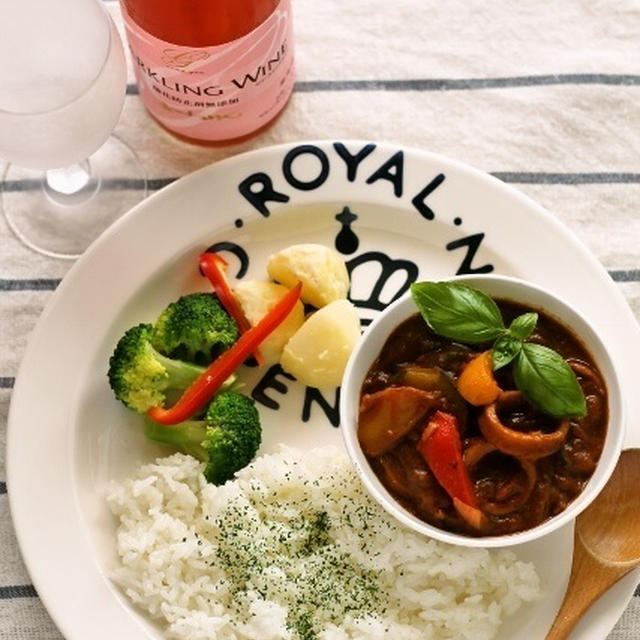 リメイク！イカのラタトゥイユカレー / 男子中学生弁当