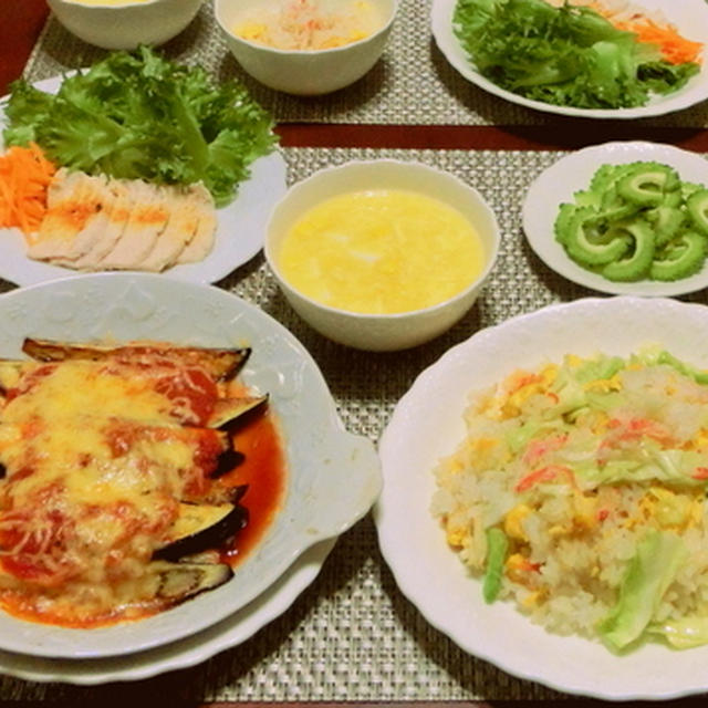 キャベツチャーハン、　　コーンスープ
