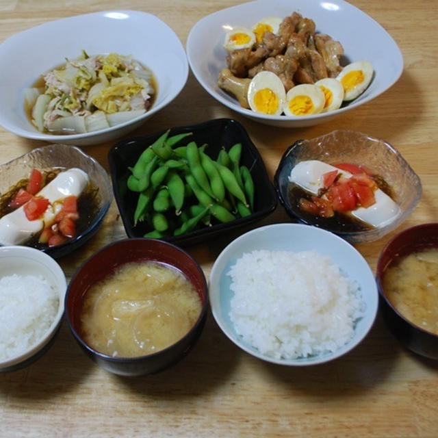 昨夜は手羽元のニンニク醤油煮など～！