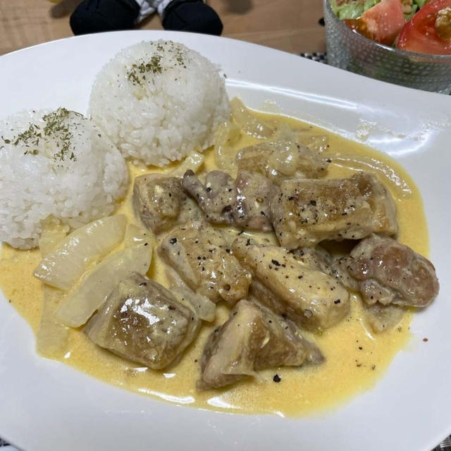 コタとひな　　カルボナーラ風チキン