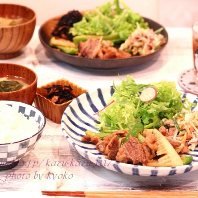 夜カフェ☆牛バラの青椒肉絲(レシピ）