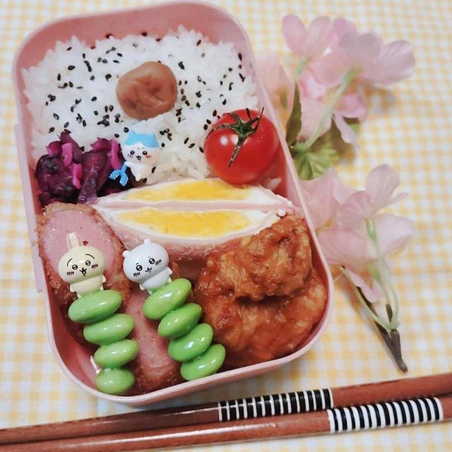 レンチンハムエッグと唐揚げ弁当【簡単弁当】 #平日お昼ご飯はお弁当or外食