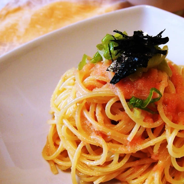 アボカドのアンティパストに　たらこスパゲッティ