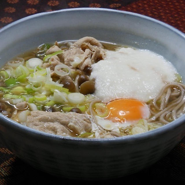 雪降る〜？な夜の、熱々簡単晩ご飯は、豚しゃぶとろろそば。