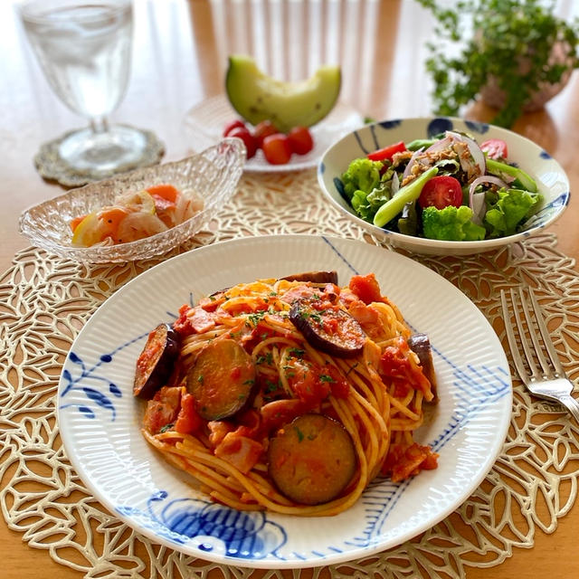 トマトパスタとなめらかプリン♪