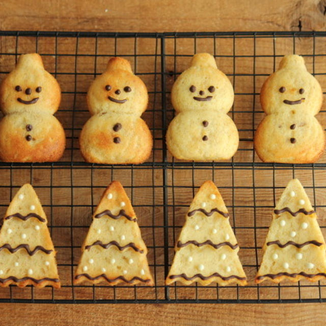 雪だるまとクリスマスツリーのバナナケーキ#pr