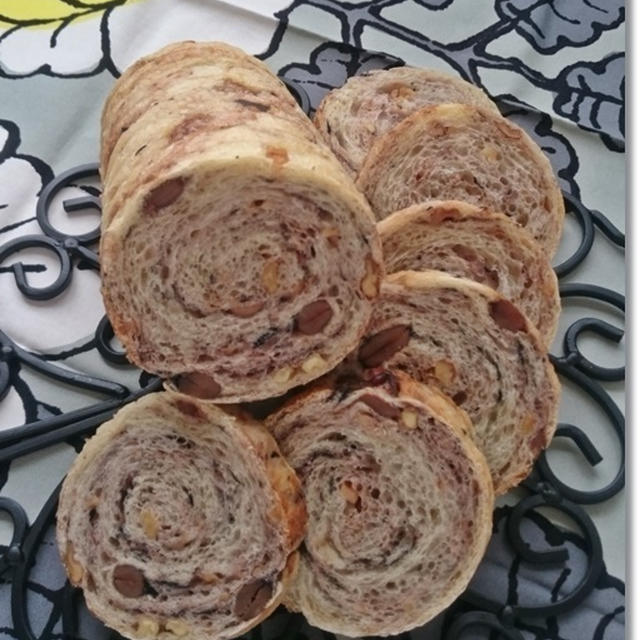 クルミと黒豆のネッチョリ甘いラウンドパンと朝の恒例ポーズ