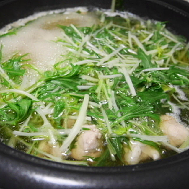 水菜と鶏肉で、はりはり鍋風