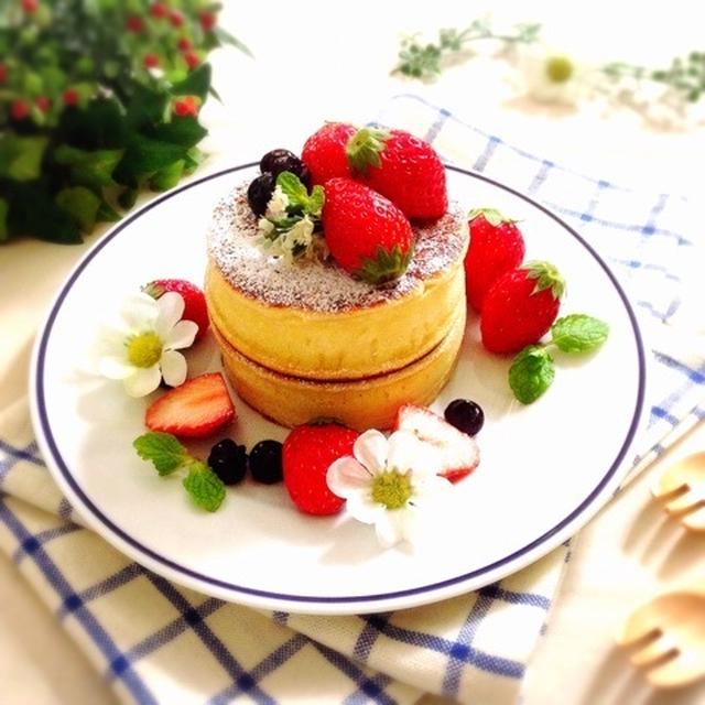 セリアの型で厚焼きパンケーキ焼きました〜♪