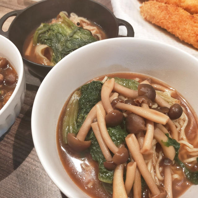 夕ご飯は簡単にラーメンにしました＼(^o^)／