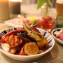 鶏から、夏野菜の甘酢あんかけ