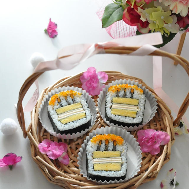 birthdaycakeの飾り巻き寿司