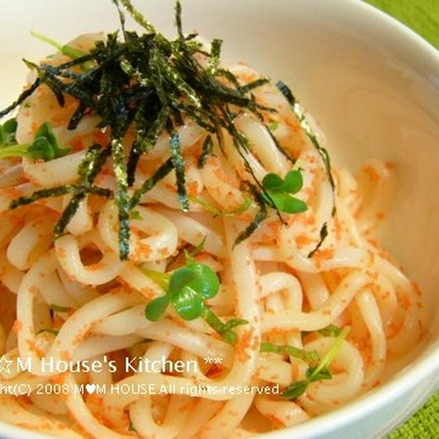 流水麺で超簡単☆辛子明太子　冷やしうどん♪