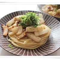 長芋とエリンギのバター焼きパスタ