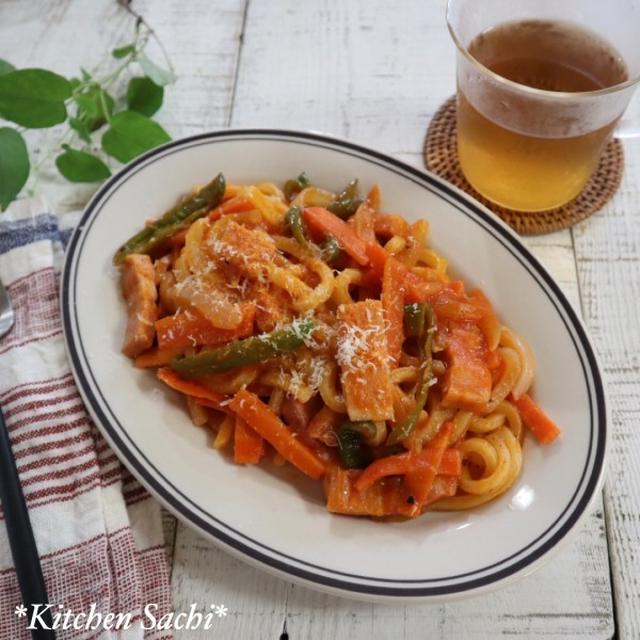 1人のお昼にちょうどいい！レンジで簡単！ナポリタン風焼きうどん#michill