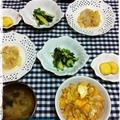 親子丼と白菜ツナのルクエ蒸しときゅうりとワカメの和え物