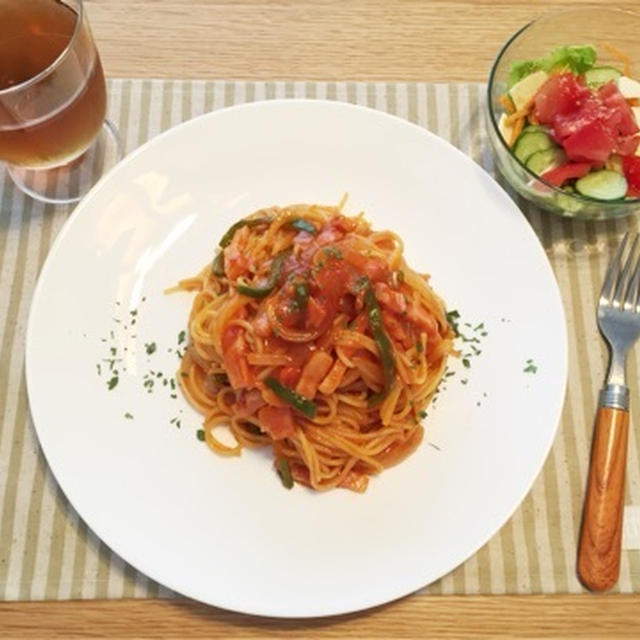 【簡単盛り付け】ナポリタンとパスタの盛り付け