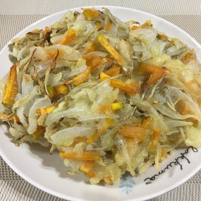 かぼちゃのかき揚げ♪ 鰹なまり節の酢の物♪