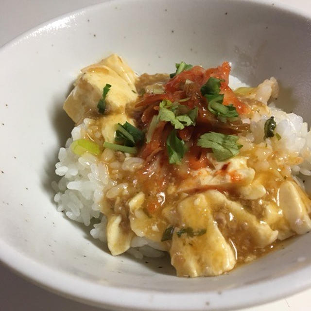 3/3 私朝ごはん ♡キムチ麻婆丼