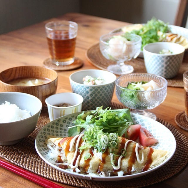 とん平焼き と 里芋のサラダ。