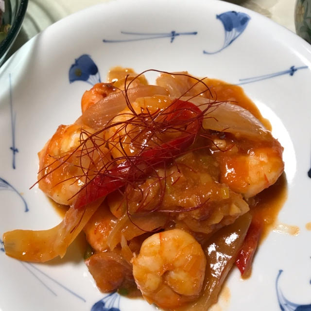 海老チリと冷しゃぶサラダ