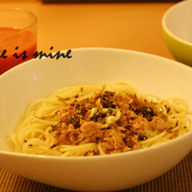 簡単高菜ツナじゃこスパゲッティ