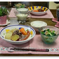 ビーフと野菜のクリーム煮&ヘルシー豆腐ドレッシングで豆サラダ