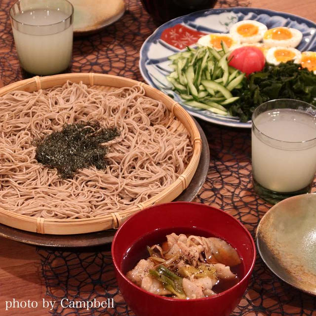 ほっそり細そばとねぎ豚入り蕎麦のかえし