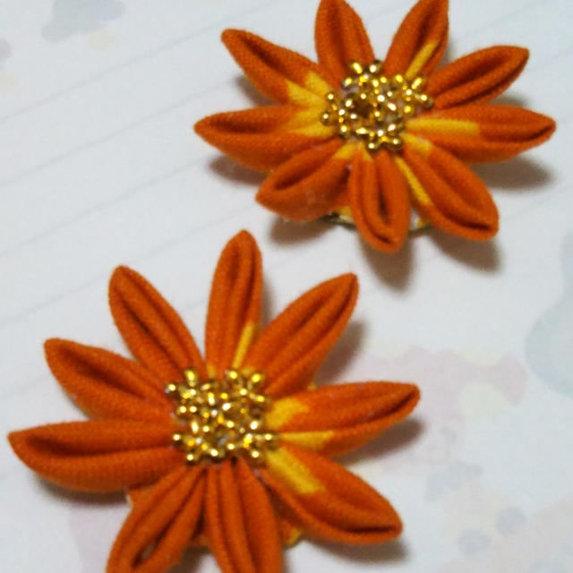 ハンドメイド☆剣つまみ細工のひまわり