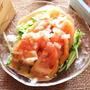 ＜さっぱりおいしいトマトきゅうり玉ねぎの夏野菜サラダ＞「モスライスバーガー海老の天ぷら」食べました～