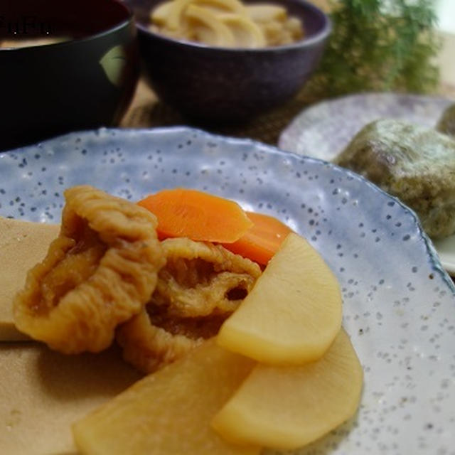 息子に季節料理と地元特産品を教えた朝食