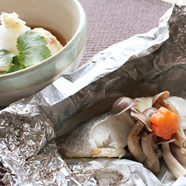 白身魚のホイル焼き＆焼きだし豆腐