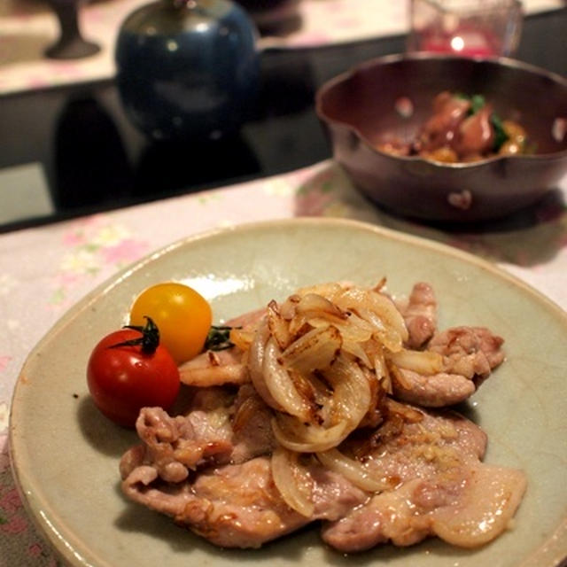 豚肉の塩ダレ焼き&ホタルイカとわけぎのぬた