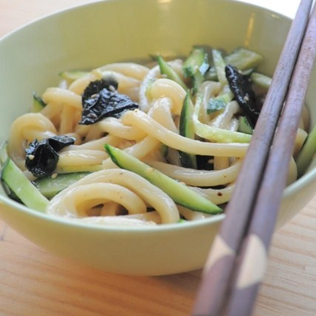 ゆずポン酢で☆海苔ときゅうりの夏うどん