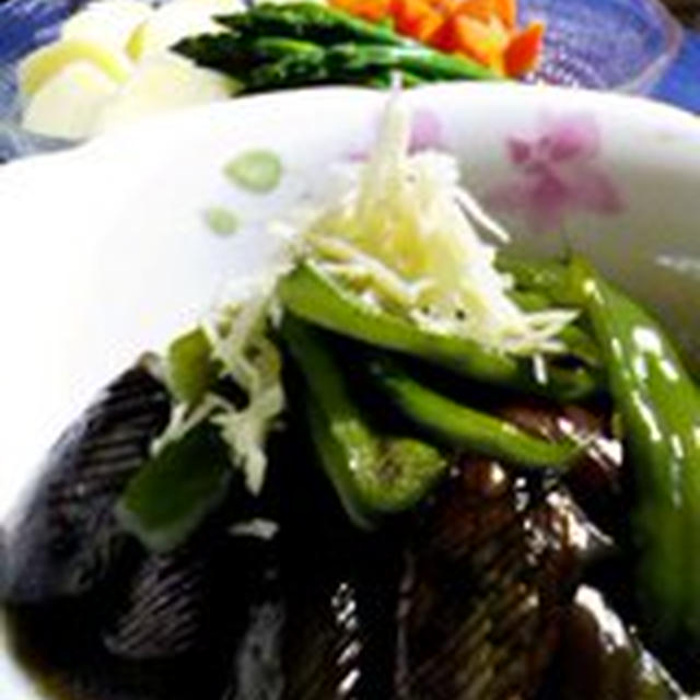 「長茄子とピーマンの甘辛煮」