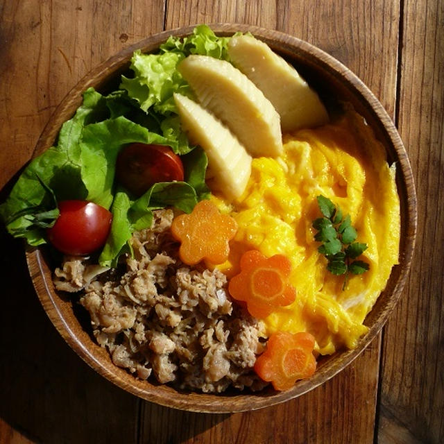 筍の煮物で三色丼♪